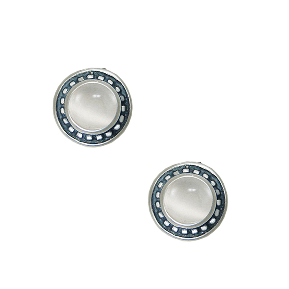 Sterling Silver Little White Moonstone Post Stud Earrings